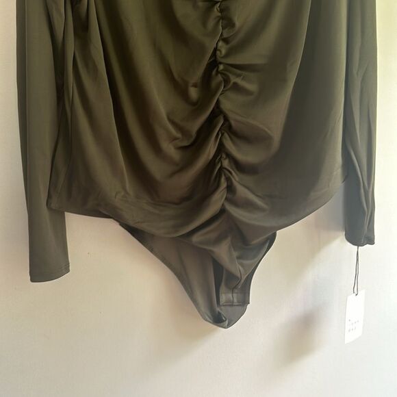 NWT A New Day Olive Green Ruched Long Sleeve Bodysuit Size 2X - Picture 5 of 11